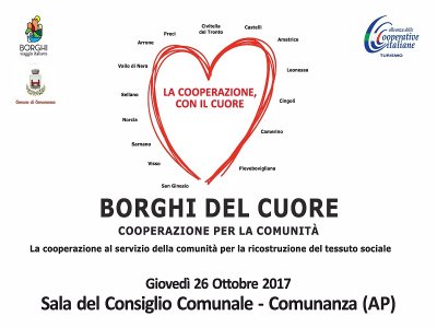 BORGHI DEL CUORE, COOPERAZIONE PER LA COMUNITA': INCONTRO A COMUNANZA SU RICOSTRUZIONE TESSUTO SOCIALE