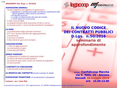 FORMAZIONE: SEMINARIO SU NUOVO CODICE DEI CONTRATTI PUBBLICI